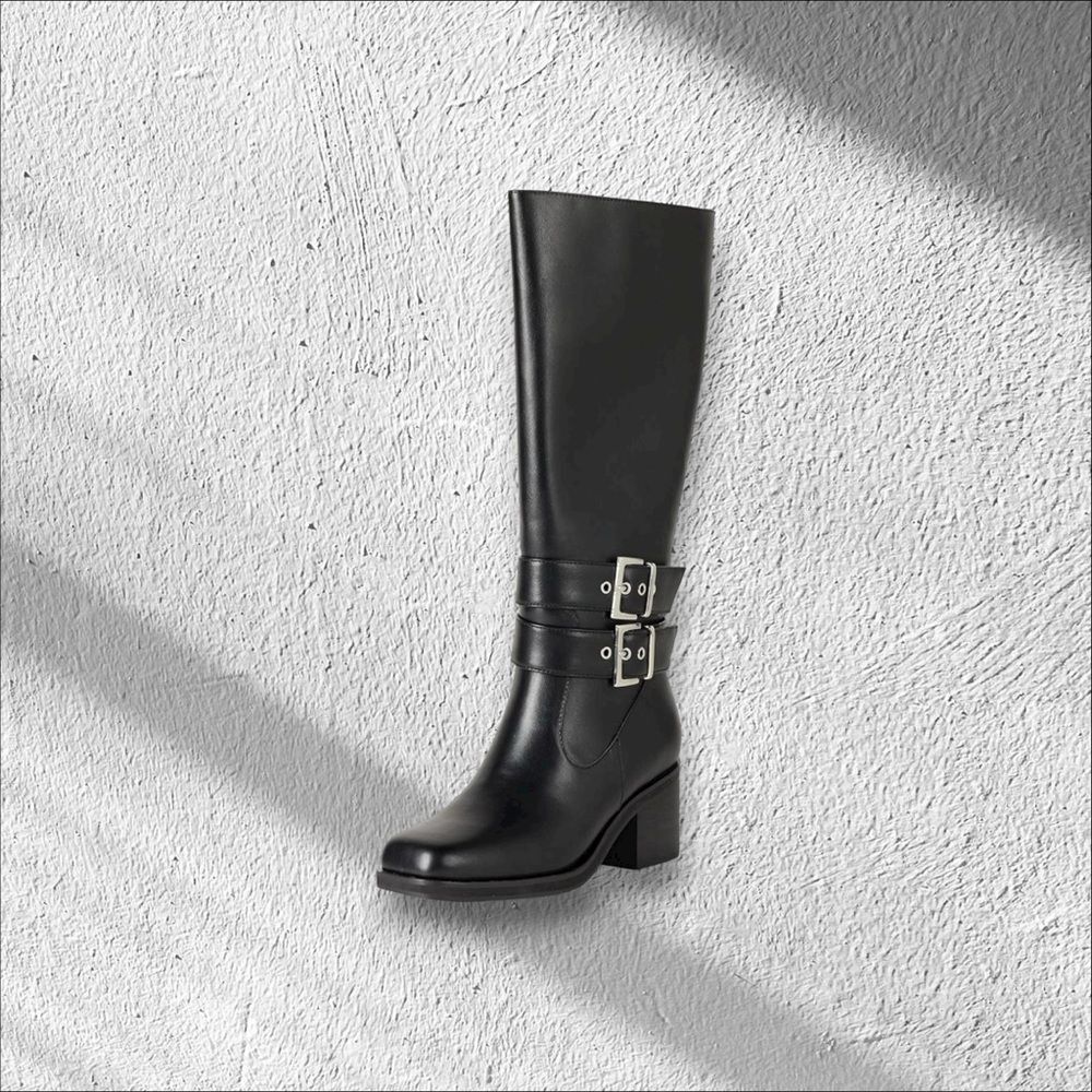 The Drop Women's Sage Tall Biker Boot with Buckles